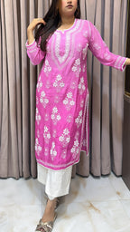 Pink Muslin noori shaded kurti