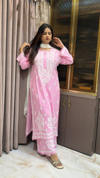 Baby Pink Modal lucknowi Plazo Set
