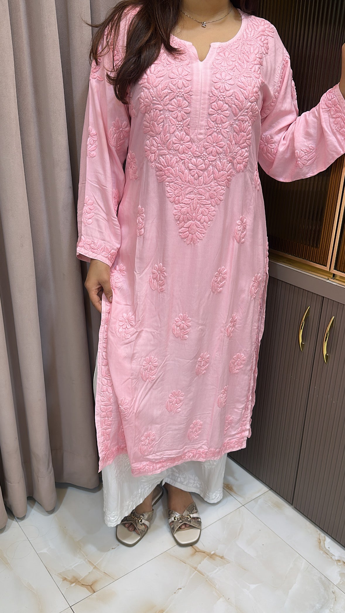 Modal Pink pastel kurti