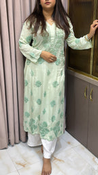Mint Pure modal lucknowi cut work kurti