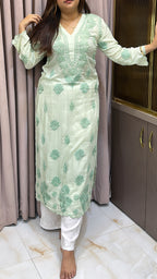 Mint Pure modal lucknowi cut work kurti