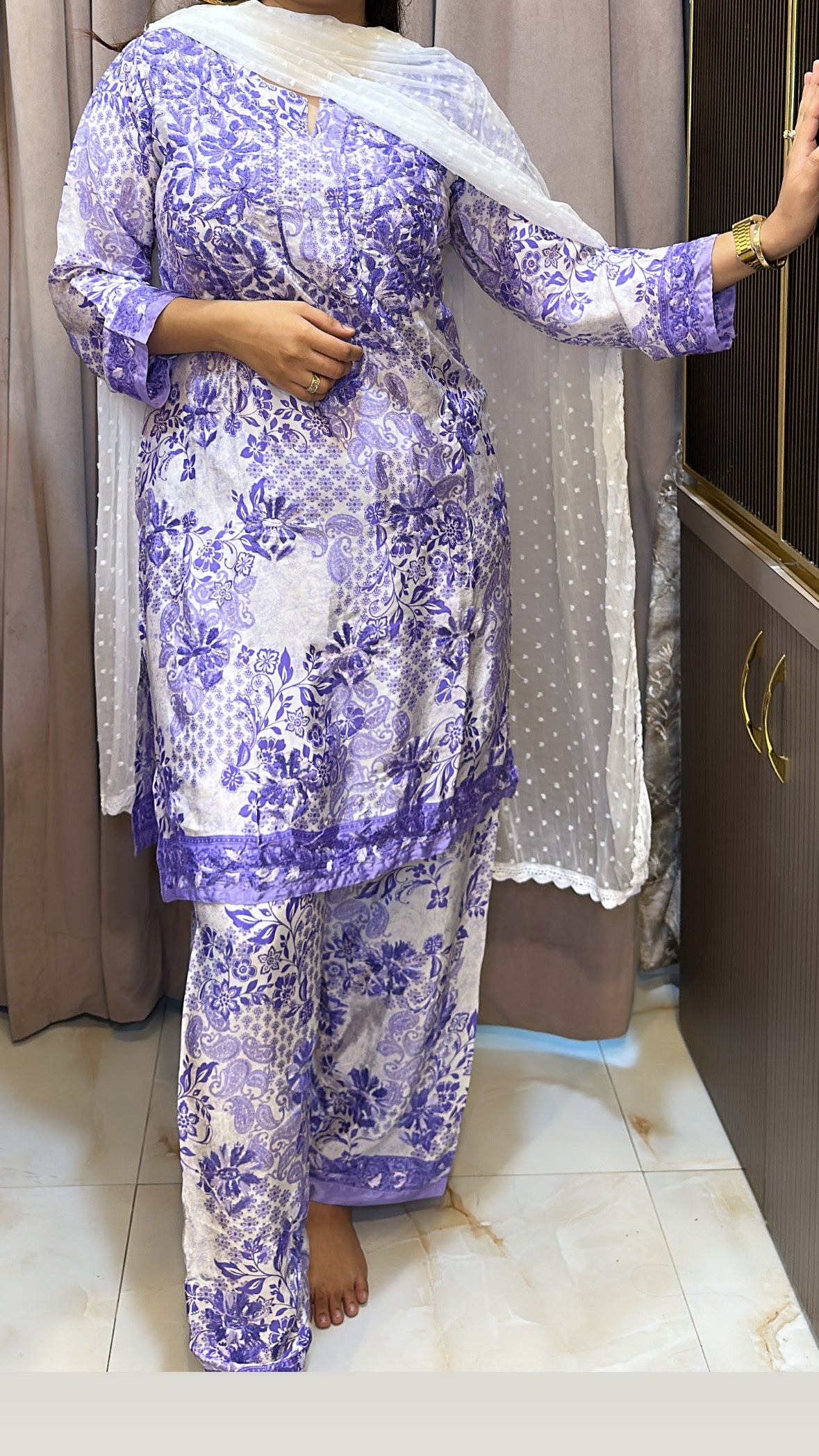 Crepe silk printed co ord set