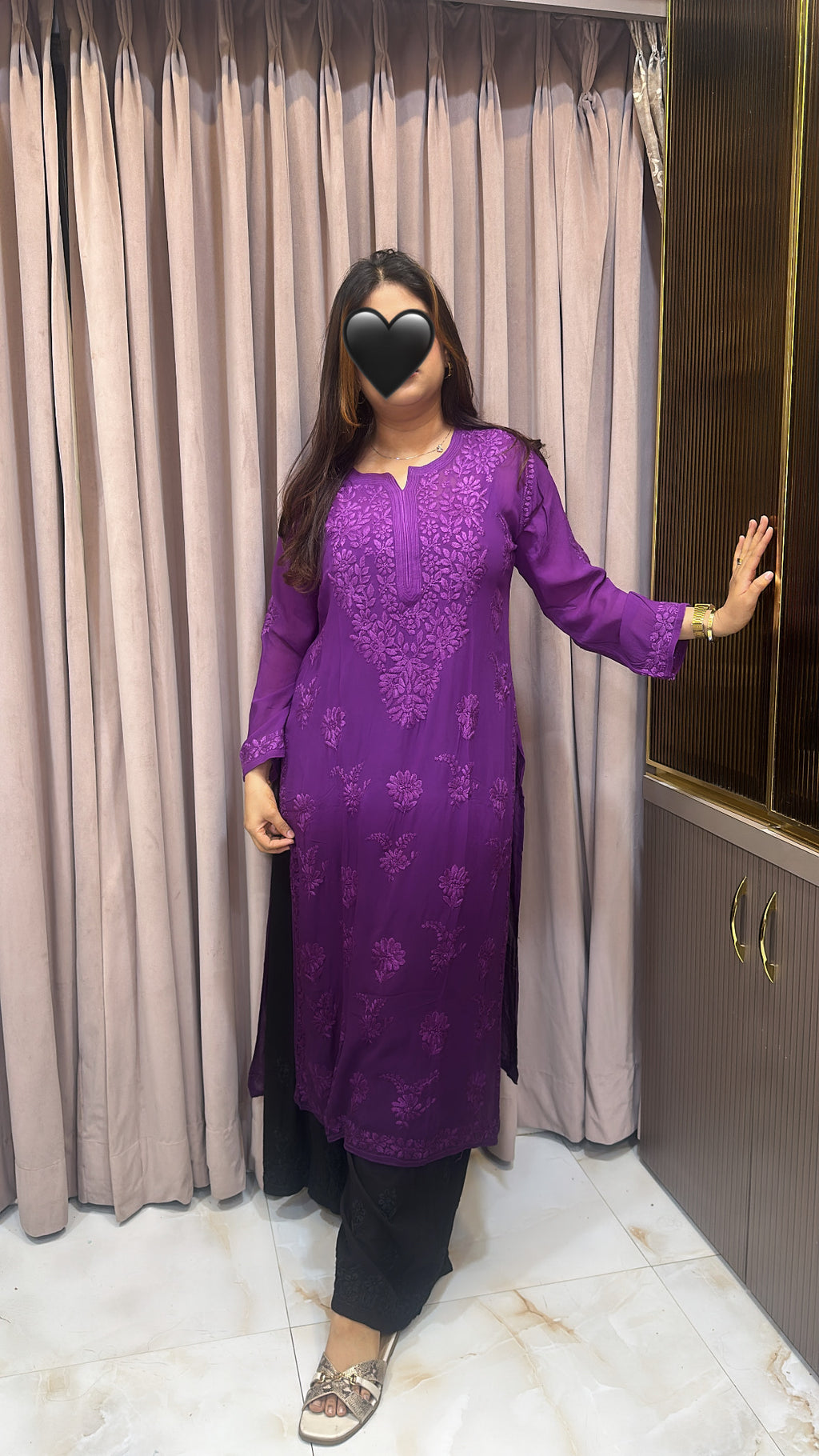 DarkPurple Viscose self thread kurti