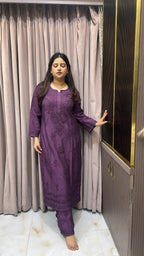 Purple muslin self coloured set