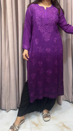DarkPurple Viscose self thread kurti