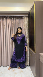 Black with Purple Plazo Set