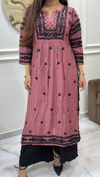 Rust Pure Muslin black embroidery