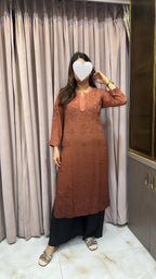 Rust Viscose self thread kurti