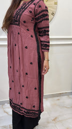 Rust Pure Muslin black embroidery