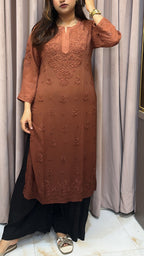 Rust Viscose self thread kurti