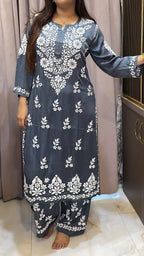 Modal Satin Lucknowi Plazo set